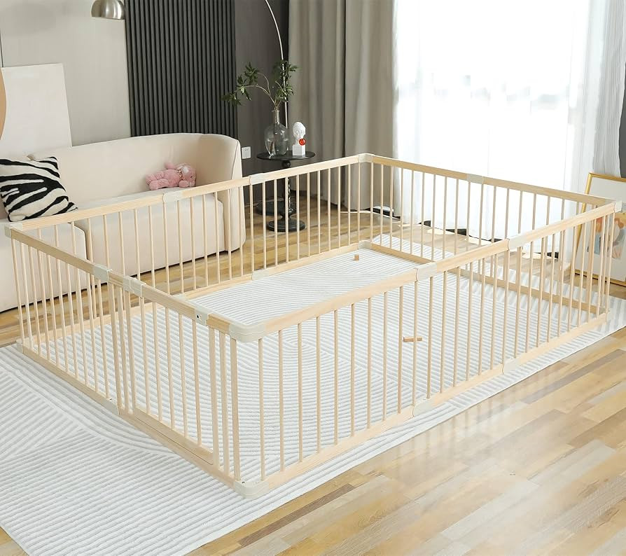 Baby Playpen Play Fence Gate Play Pen Wood Large,Playpens for Babies and Toddlers Kids Indoor,Bab... | Amazon (US)