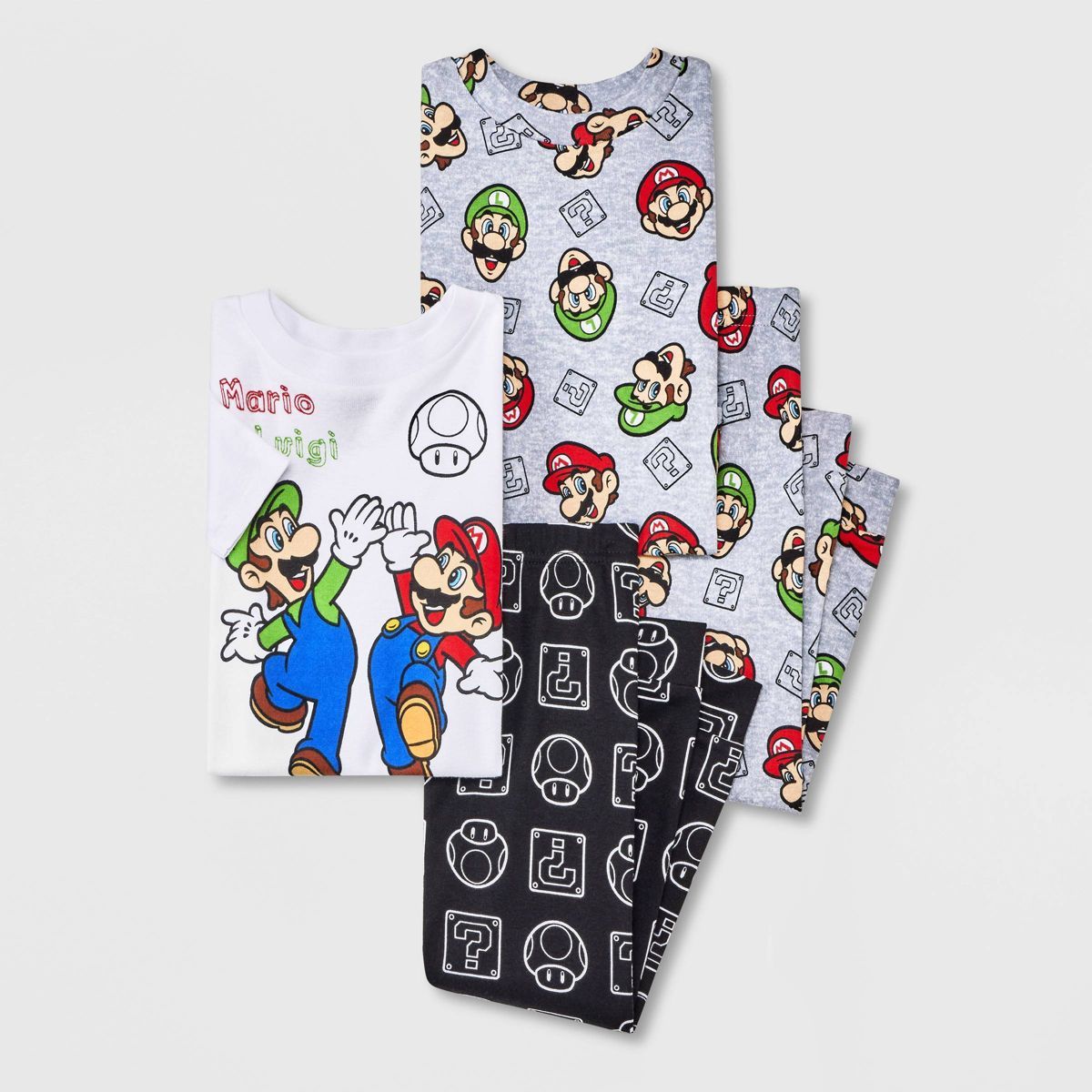 Toddler Boys' 4pc Super Mario Fictitious Character Snug Fit Pajama Set - Gray | Target