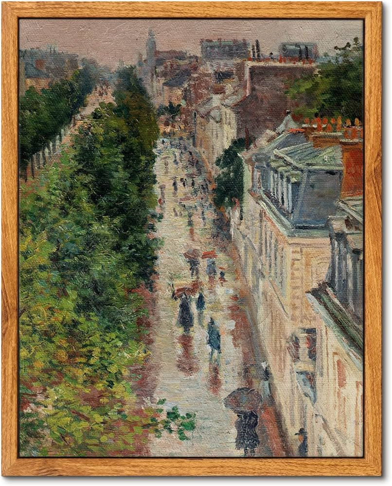 ARPEOTCY Vintage Framed Canvas Print Wall Art, Vintage French Cityscape Country Wall Art, Natural... | Amazon (US)