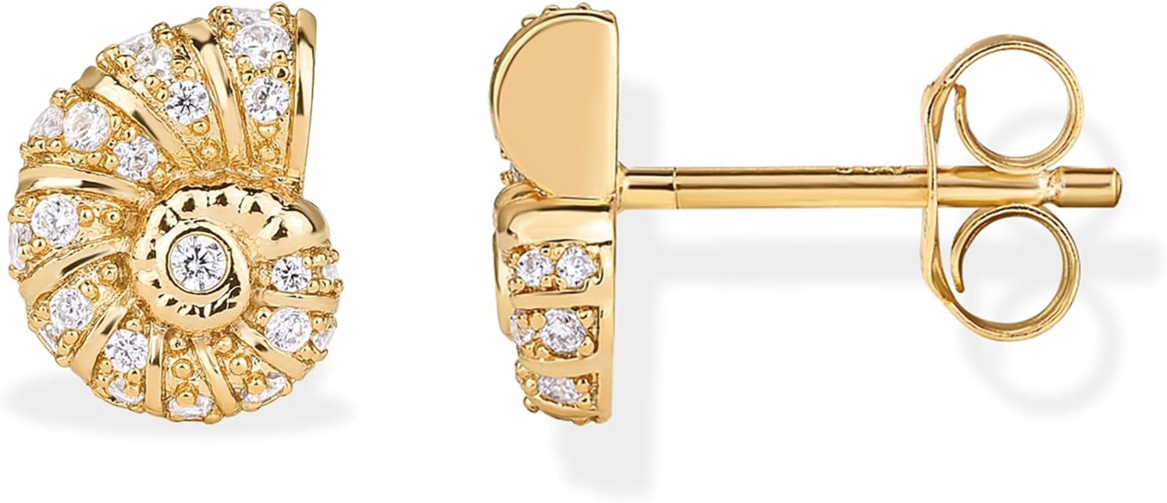 PAVOI 14K Gold Plated 925 Sterling Silver Posts Seashell Statement Earrings for Women | Cubic Zir... | Amazon (US)