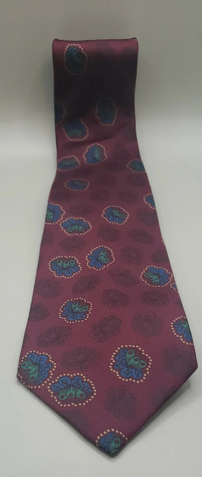 Byerly Court Tie 100% Silk Made in USA Maroon/Blue/Green 3.5" Wide | eBay US