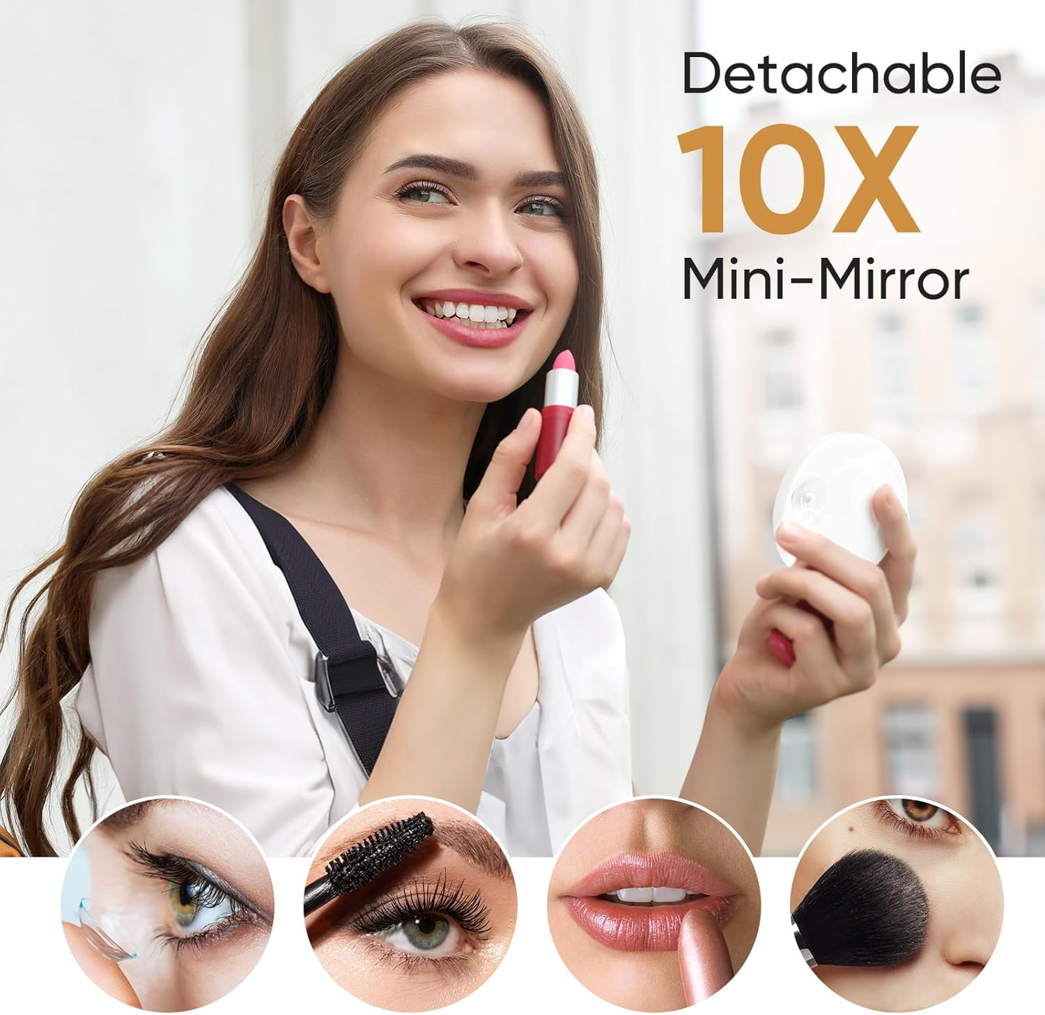 FUNTOUCH Rechargeable Travel Makeup Mirror with Lights and 10X Magnification,Light up Portable Va... | Amazon (US)