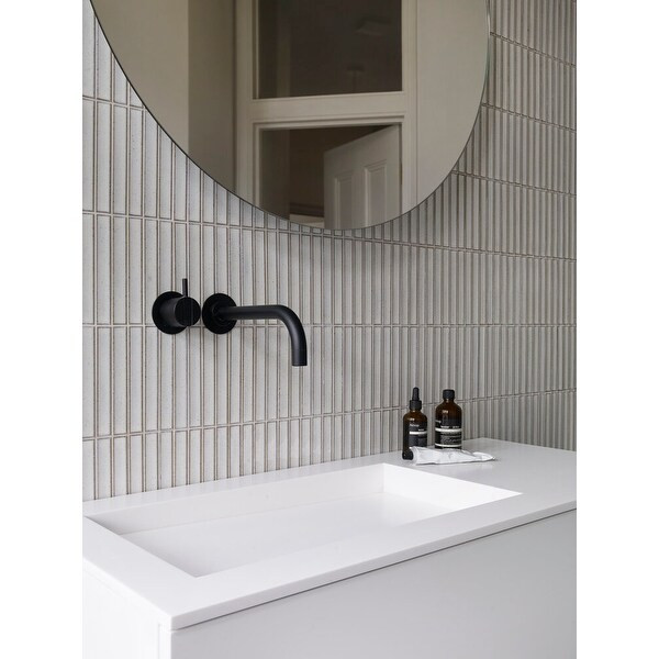 Glazed Porcelain Mosaic Tile Sheet Sevilla 6"x1" Finger Glossy White - 12x12 | Bed Bath & Beyond