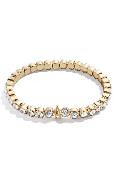 BaubleBar Initial Crystal Beaded Stretch Bracelet | Nordstrom