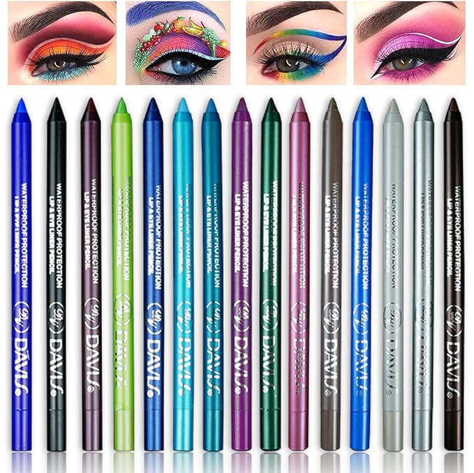RDGWFB 15 Colors Eyeliner Pen Set, Eyeliner Pencil Set, Waterproof Colorful Eyeliner Kit Long Las... | Amazon (US)