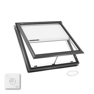 44-1/4 x 45-3/4 in. Electric Venting Deck Mount Skylight with Laminated LowE3 Glass, Solar Powere... | The Home Depot