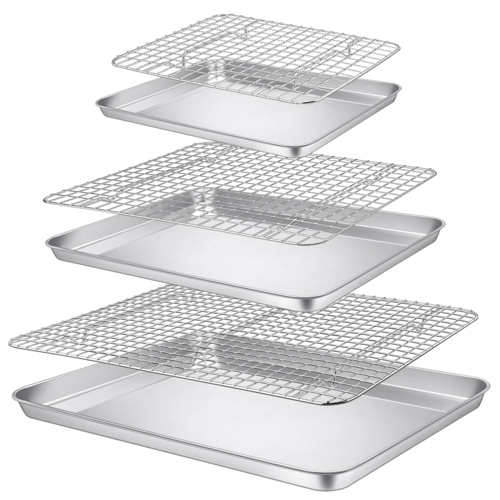 P&P CHEF Baking Sheet and Rack Set, Stainless Steel Cookie Sheets Oven Baking Pans Trays with Coo... | Amazon (US)