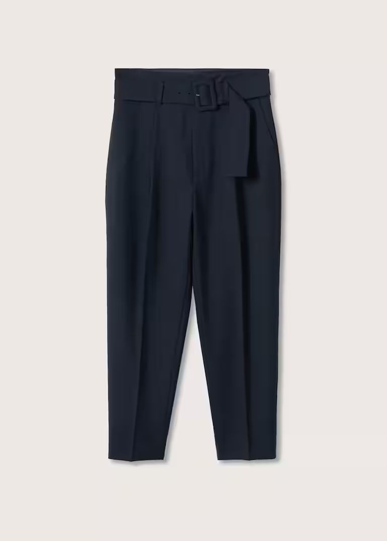 Belt straight-fit pants -  Women | Mango USA | MANGO (US)