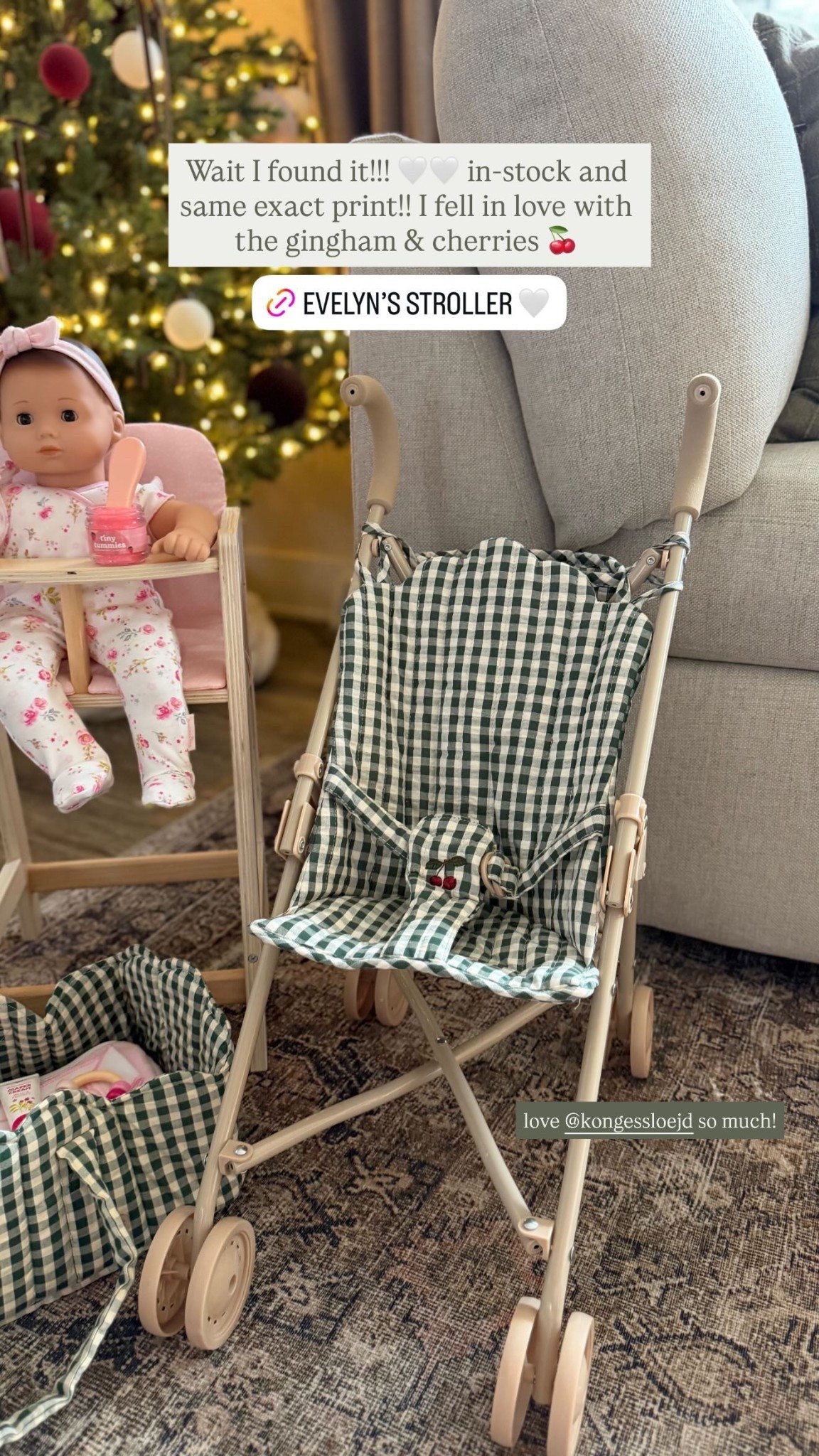 Wait I found it!!! 🤍🤍 in-stock and same exact print!! I fell in love with the gingham & cherries 🍒 love @kongessloejd so much!