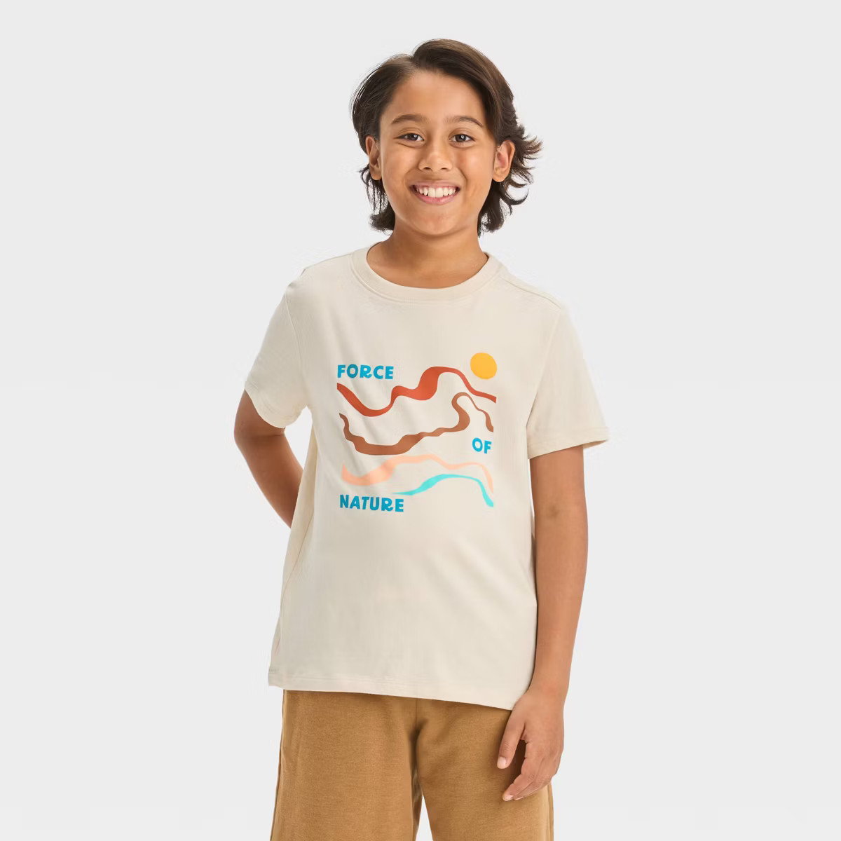 Boys' Short Sleeve 'Force Of Nature' Graphic T-Shirt - Cat & Jack™ Cream S | Target