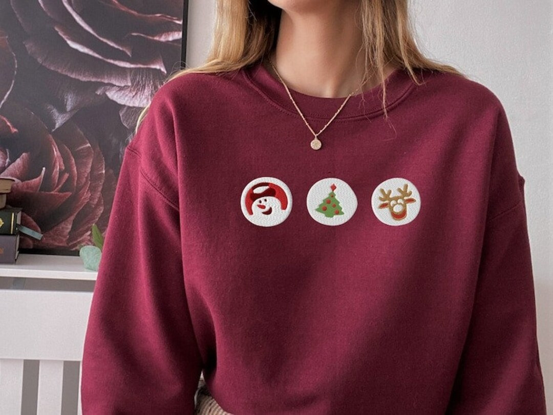 Embroidered Christmas Cookies Sweatshirt Christmas Sweater - Etsy | Etsy (US)