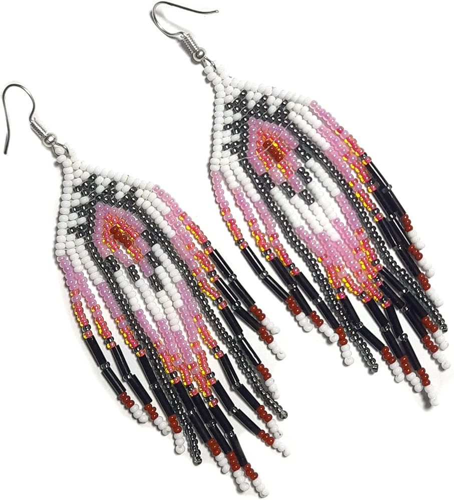 Handmade beaded native american style glass seed bead earrings Pendientes de cuentas nativas al e... | Amazon (US)