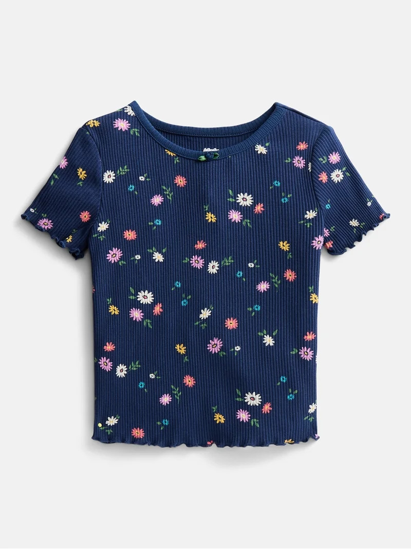 Wonder Nation Toddler Girls' Ribbed Tee with Short Sleeves, Sizes 18M-5T | Walmart (US)
