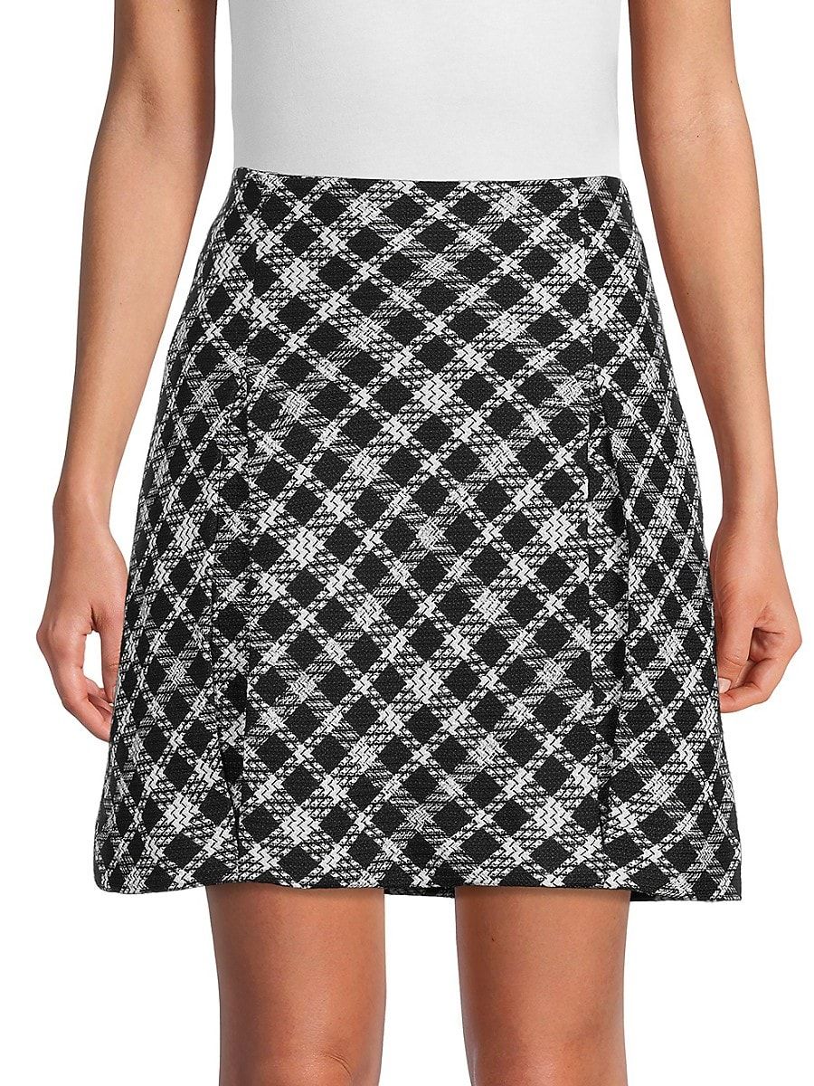Karl Lagerfeld Paris Women's Plaid Tweed Mini Skirt - Black White - Size 6 | Saks Fifth Avenue OFF 5TH