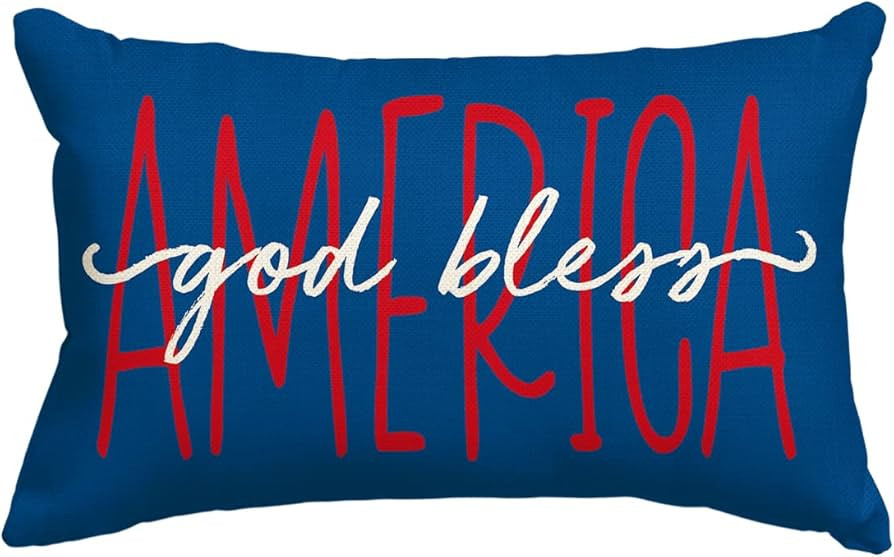 AVOIN colorlife 4th of July God Bless America Blue Throw Pillow Cover, 12 x 20 Inch Patriotic Pil... | Amazon (US)