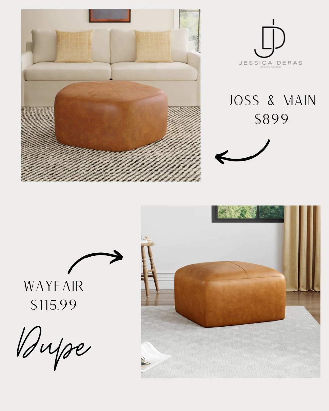 Joss & Main genuine leather ottoman dupe✨😉

Interested in our interior design? (jessicaderasinteriordesign.com) to schedule a 30min free Discovery call! We’d love to design your home. 

#LTKStyleTip #LTKHome #LTKFamily
