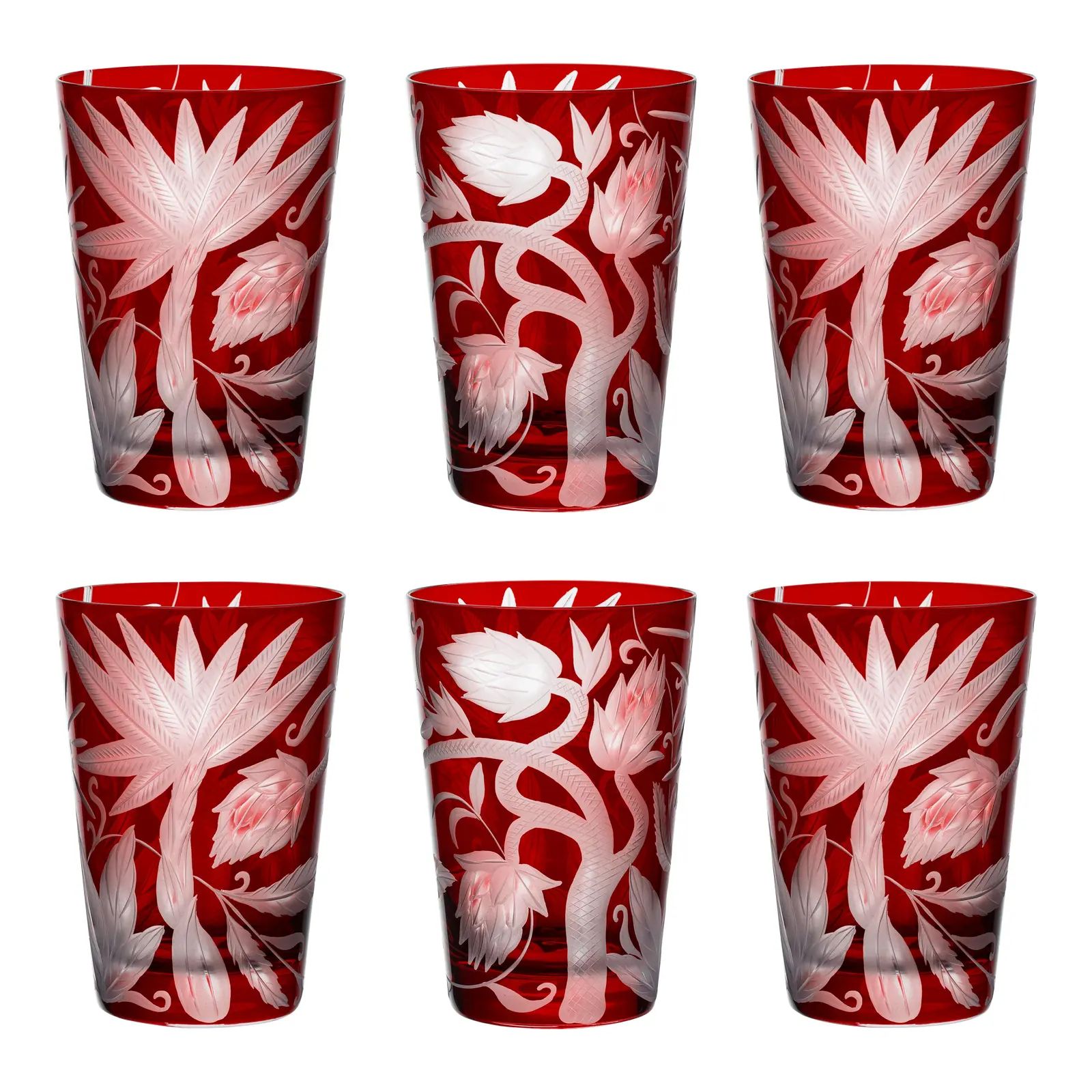 ARTEL Jungle Deco Tumbler, Red, Set of 6 | Chairish