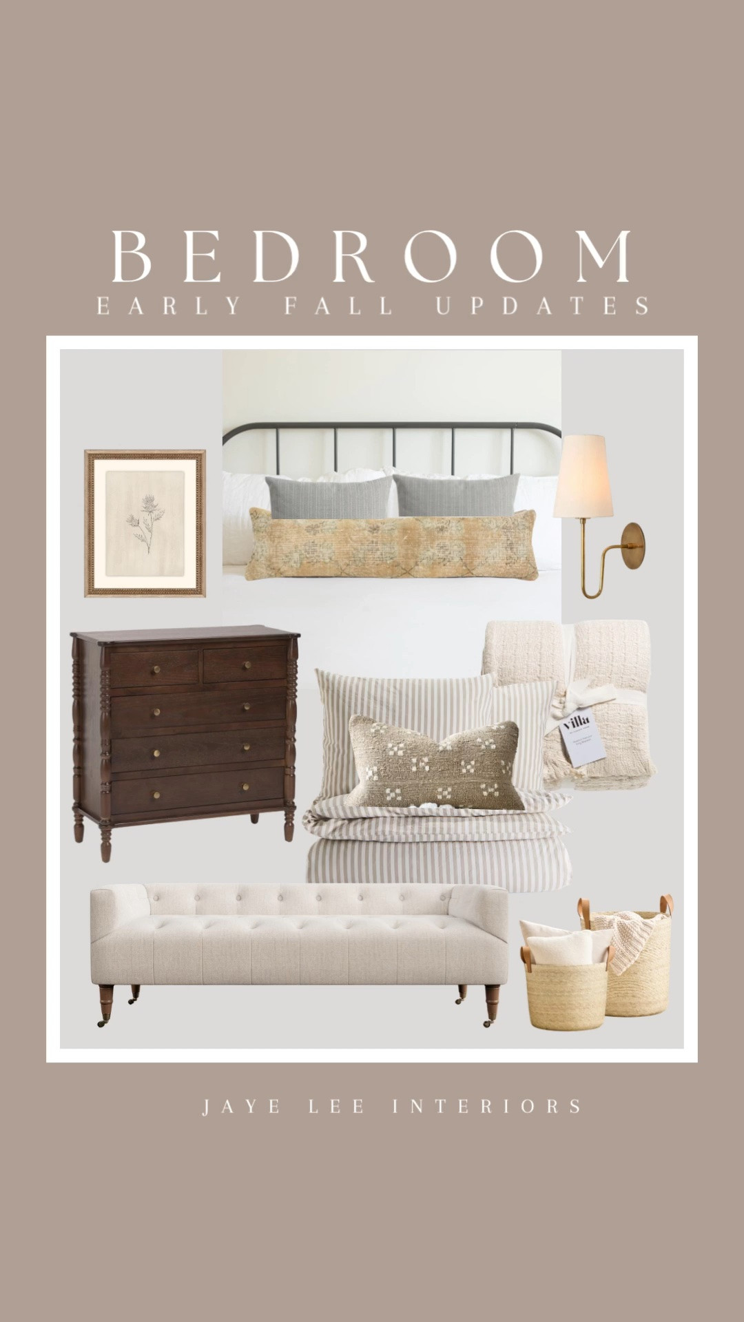 Gathering ideas for an early Fall update to our primary bedroom...

bedding, striped bedding, Fall bedroom decor, bedroom furniture, dresser, nightstand, vintage decor, West Elm, Etsy, H & M, bedroom wall sconce, framed art, lumber pillow for bed, bedroom lighting, throw blanket for bed, storage baskets from Quince, foot of the bed bench, settee, #jleeinteriors

#LTKdayinmylife #LTKHome #LTKSaleAlert