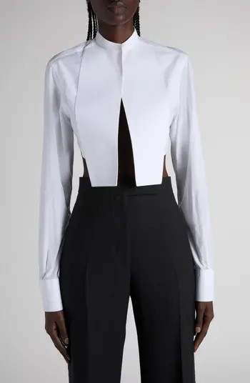 Bib Front Cotton Voile Crop Shirt | Nordstrom