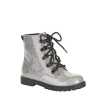 Wonder Nation Glossy Lace-Up Moto Boot (Little Girls & Big Girls) | Walmart (US)