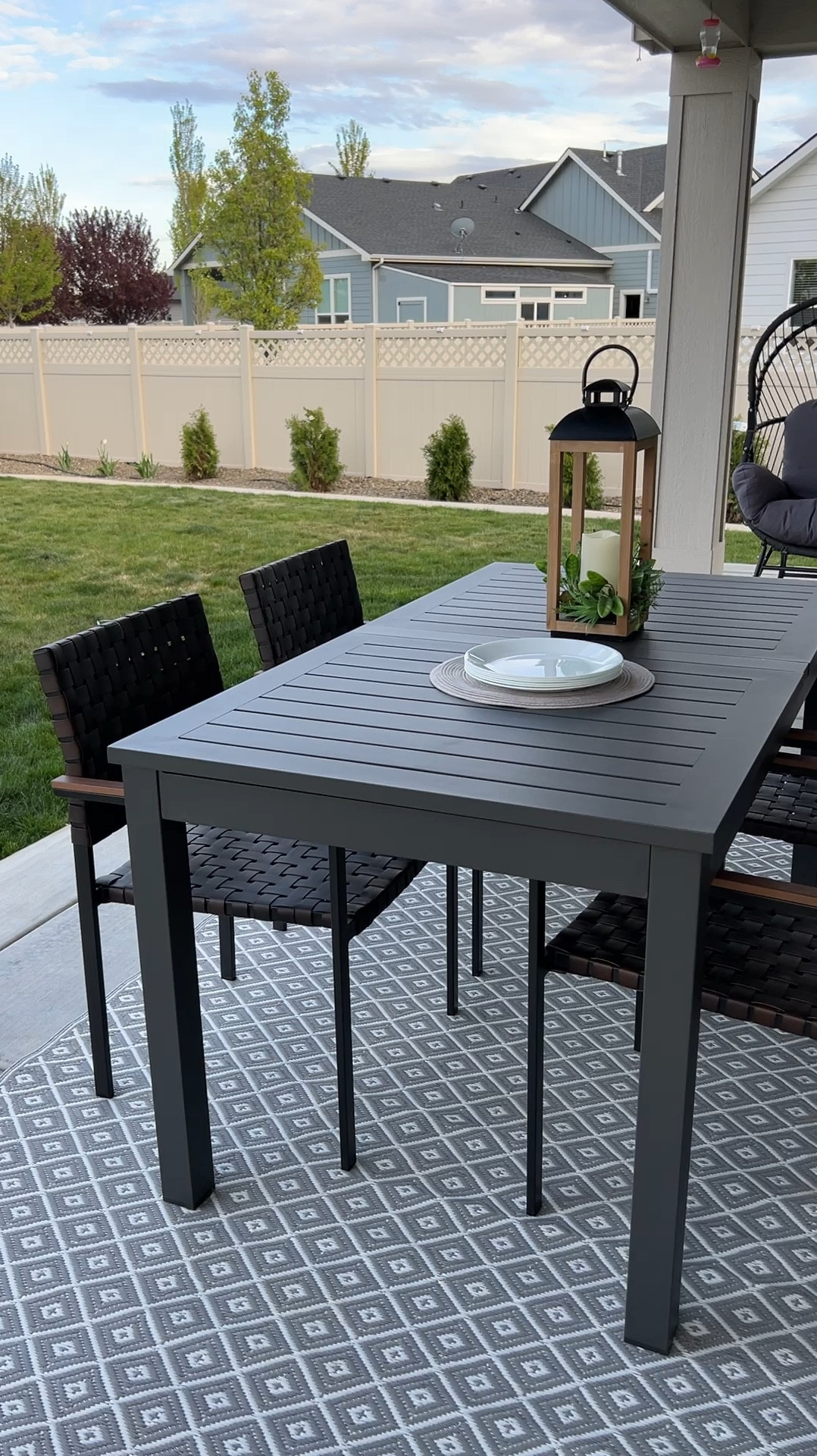 Patio Dinning Table. Outdoor table. Outdoor chairs. Patio chairs. 

#LTKVideo #LTKSeasonal #LTKstyletip