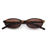 Womens Micro Oval Snug Dad Fashion Thin Plastic Sunglasses Tortoise - Brown | Walmart (US)