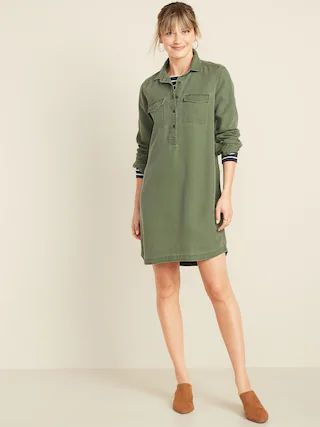 Faded Twill Shirt Dress for Women | Old Navy (US)