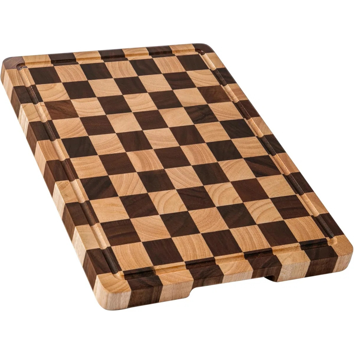 Checkered Cutting Board, Acacia Wood Chopping Board with Grooves and Handles, Butcher Block Servi... | Wayfair North America