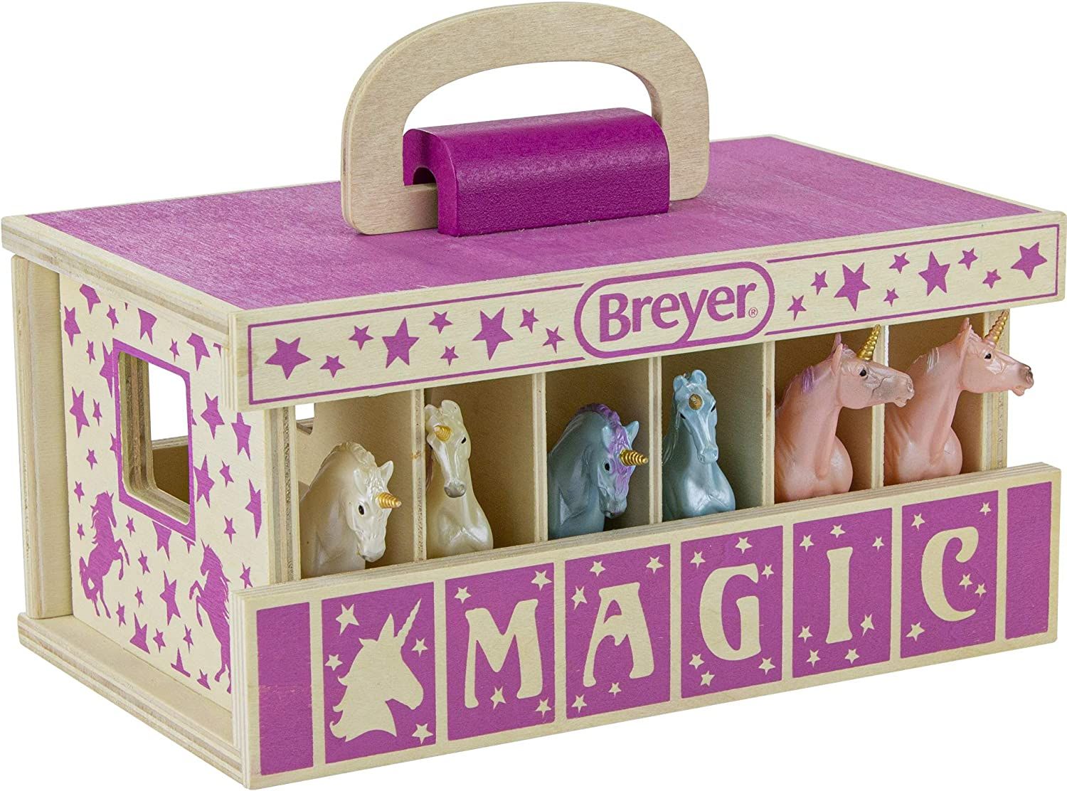 Breyer Horses Unicorn Magic Wooden Stable Playset with 6 Unicorns | 6 Piece Playset | 6 Stablemat... | Amazon (US)