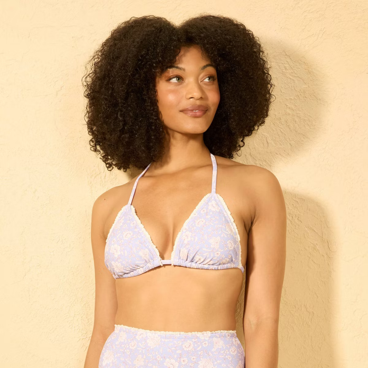 Women's Ruffle Trim Triangle Bikini Top - Shade & Shore™ Turquoise Blue M | Target