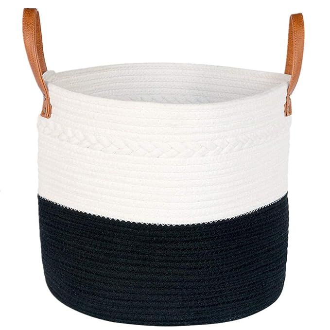 FLOWERBB Handmade Cotton Rope Basket (16” x 14”) - Decorative Woven Storage Basket Organizer ... | Amazon (US)