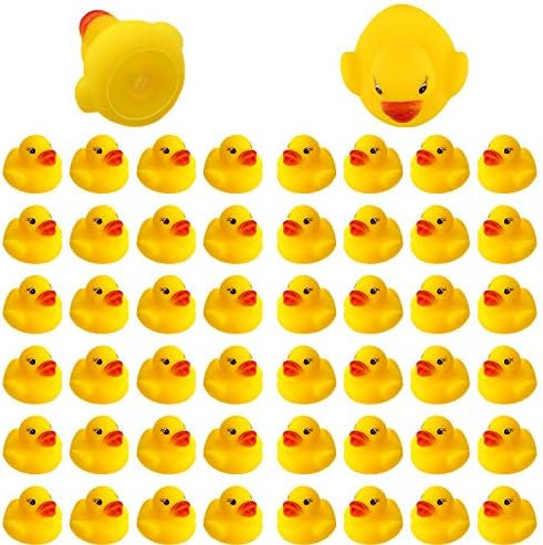 SAVITA 50pcs Rubber Ducky Bath Toy for Kids, Float and Squeak Mini Small Yellow Ducks Bathtub Toys f | Amazon (US)