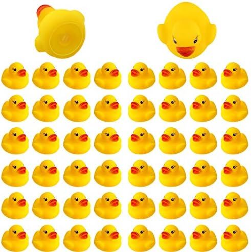 SAVITA 50pcs Rubber Ducky Bath Toy for Kids, Float and Squeak Mini Small Yellow Ducks Bathtub Toys f | Amazon (US)