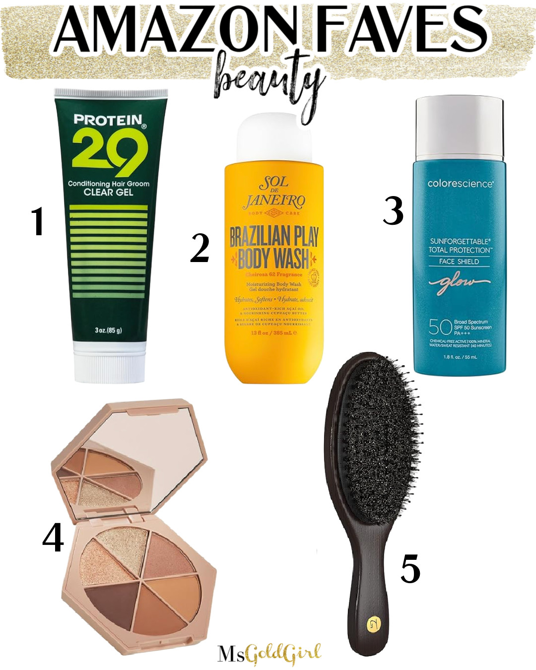 
Let's take a look at the best sellers from Amazon for December 2024 in Beauty:

1. My best unexpected find-this hair gel makes my hair feel like silk and holds my style for days!

2. I just can't get enough of this scent, so I got the body wash to go with the fragrance.

3. Glowy skin is a big trend for winter and this SPF shines through whatever foundation you put on top of it.

4. This is one of my most used eyeshadow palettes. It just wears so well!

5. This is an affordable option to the Mason Pearson hair brush!

Amazon finds, beauty over 50, SPF, hair care, everyday beauty 

 #LTKOver40 #LTKFindsUnder50 #LTKBeauty