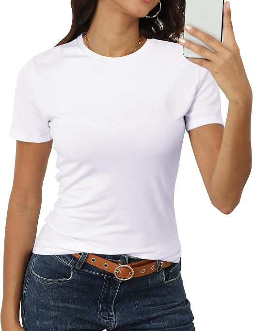 Roselux Women Short Sleeve Crew Neck Tops Classic-Fit Breathable Basic Shirts Casual Summer Tshir... | Amazon (US)