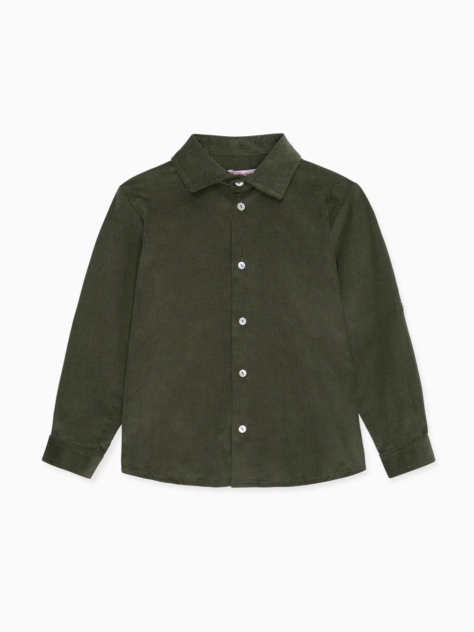 Green Nico Long Sleeve Boy Shirt | La Coqueta (US)