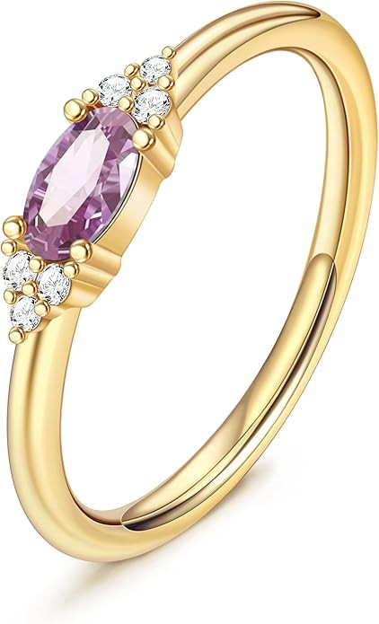 FUNEIA Gold Birthstone Rings for Women Non Tarnish Trendy Stackable Gold Rings that Don't Tarnish... | Amazon (US)
