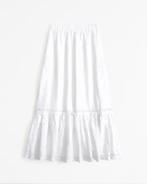 Linen-Blend Embroidered Maxi Skirt | Abercrombie & Fitch (US)