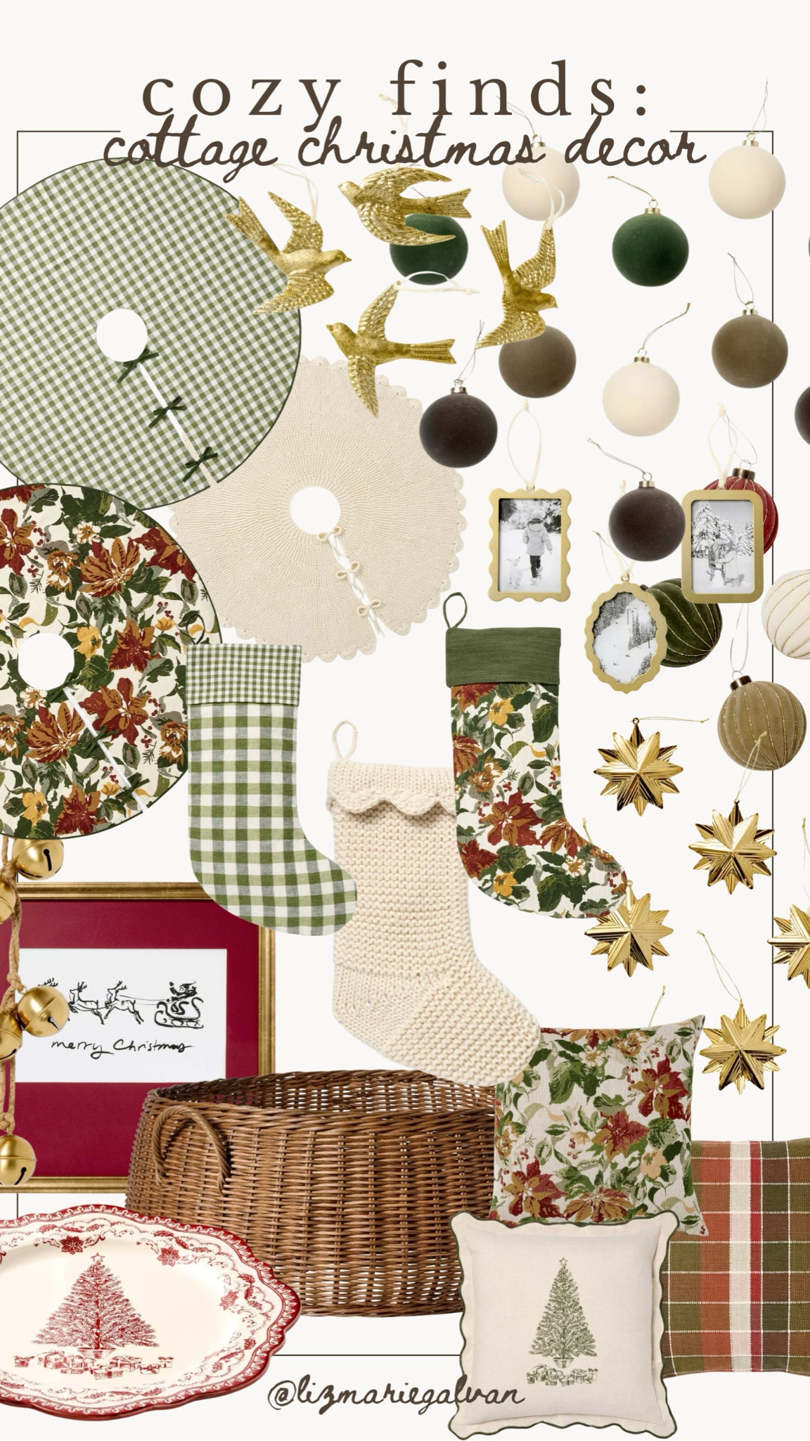 Cozy cottage farmhouse Christmas decor- love all the vintage inspired Christmas decor with heirloom classic feel. Great floral & check Christmas patterns. 

#LTKSeasonal #LTKHome