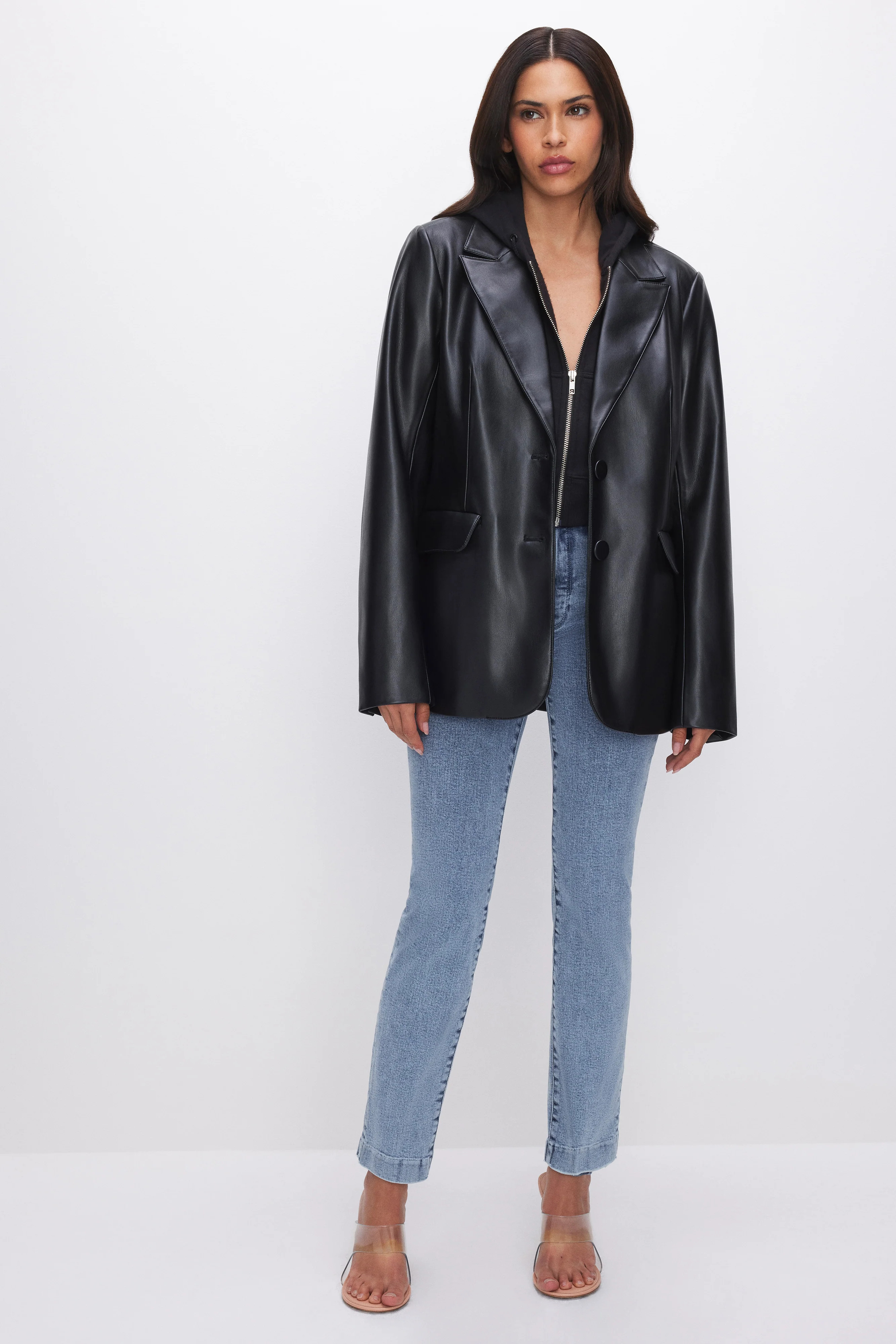 FAUX LEATHER BLAZER | Good American