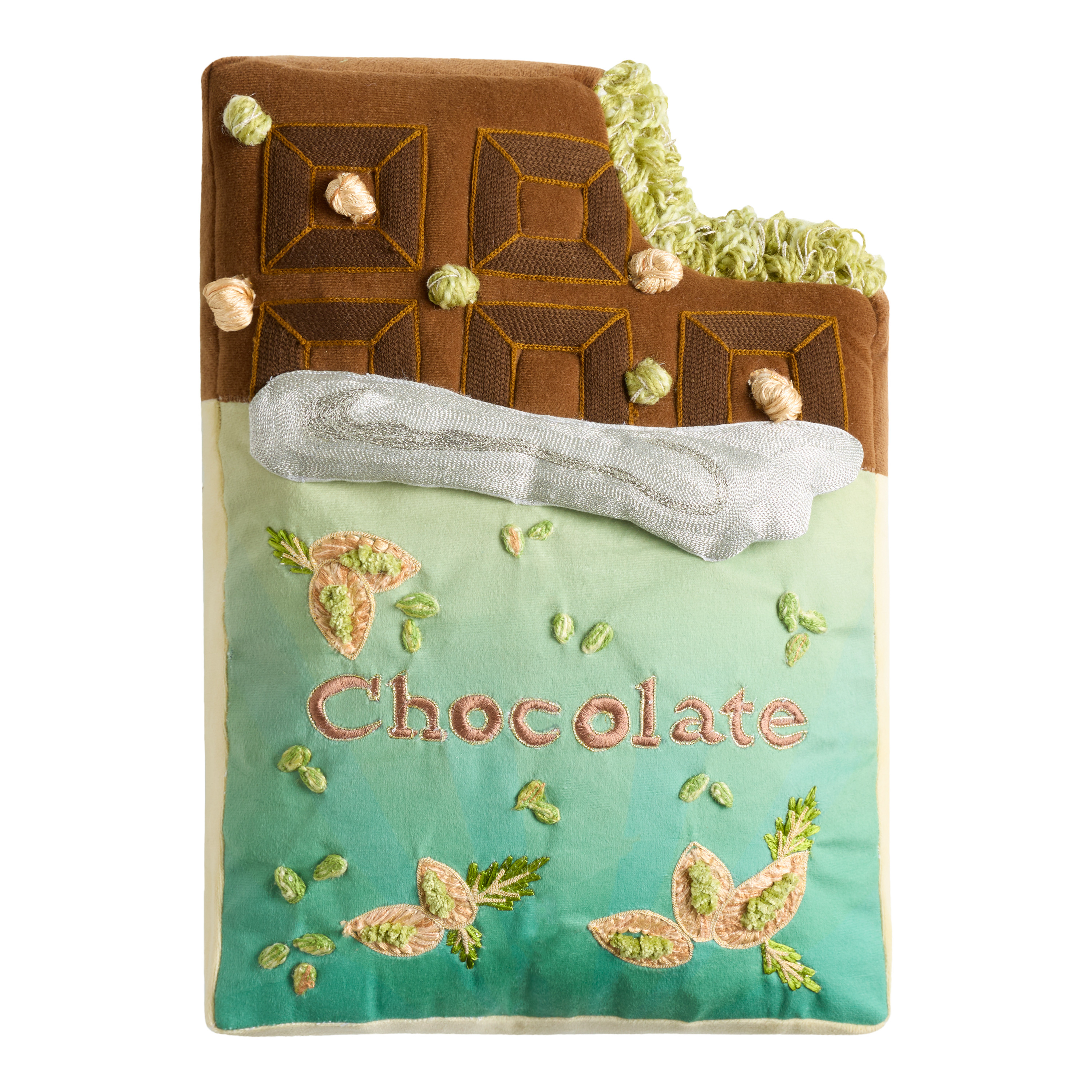 Dubai Style Chocolate Bar Shaped Embroidered Throw Pillow | World Market