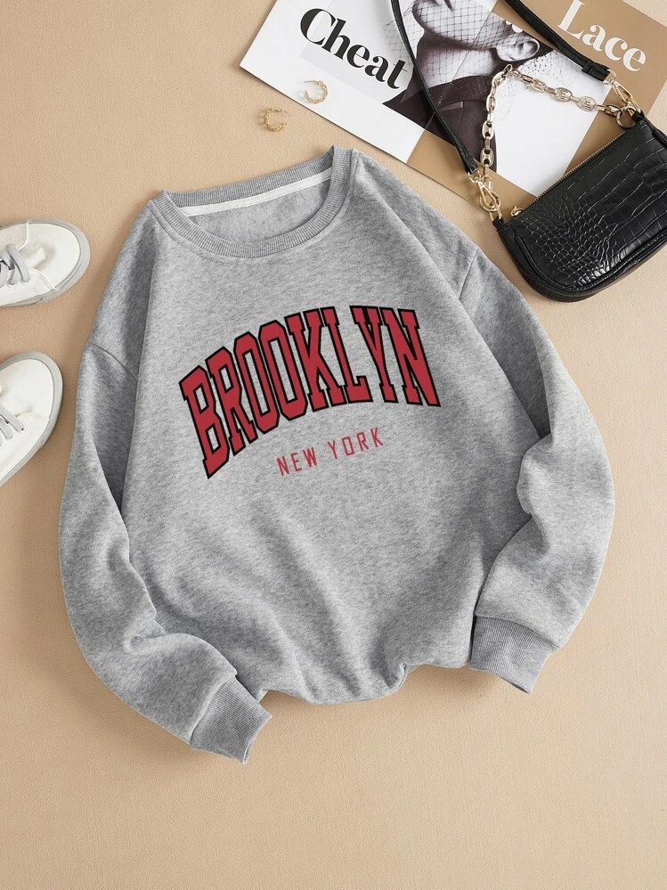 INAWLY Letter Graphic Thermal Lined Sweatshirt | SHEIN