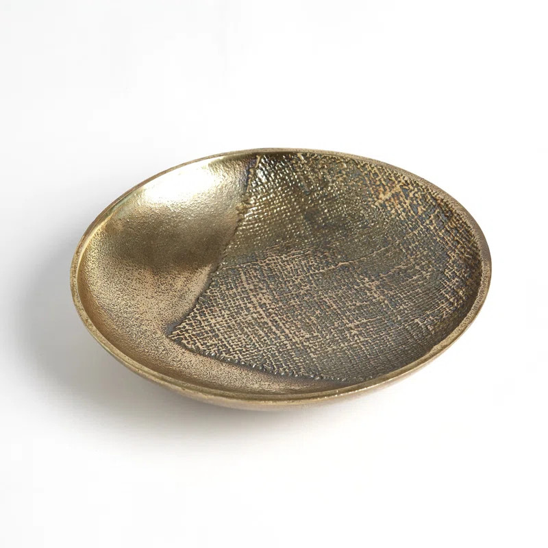 Linen Round Tray-Brass-Sm | Wayfair North America