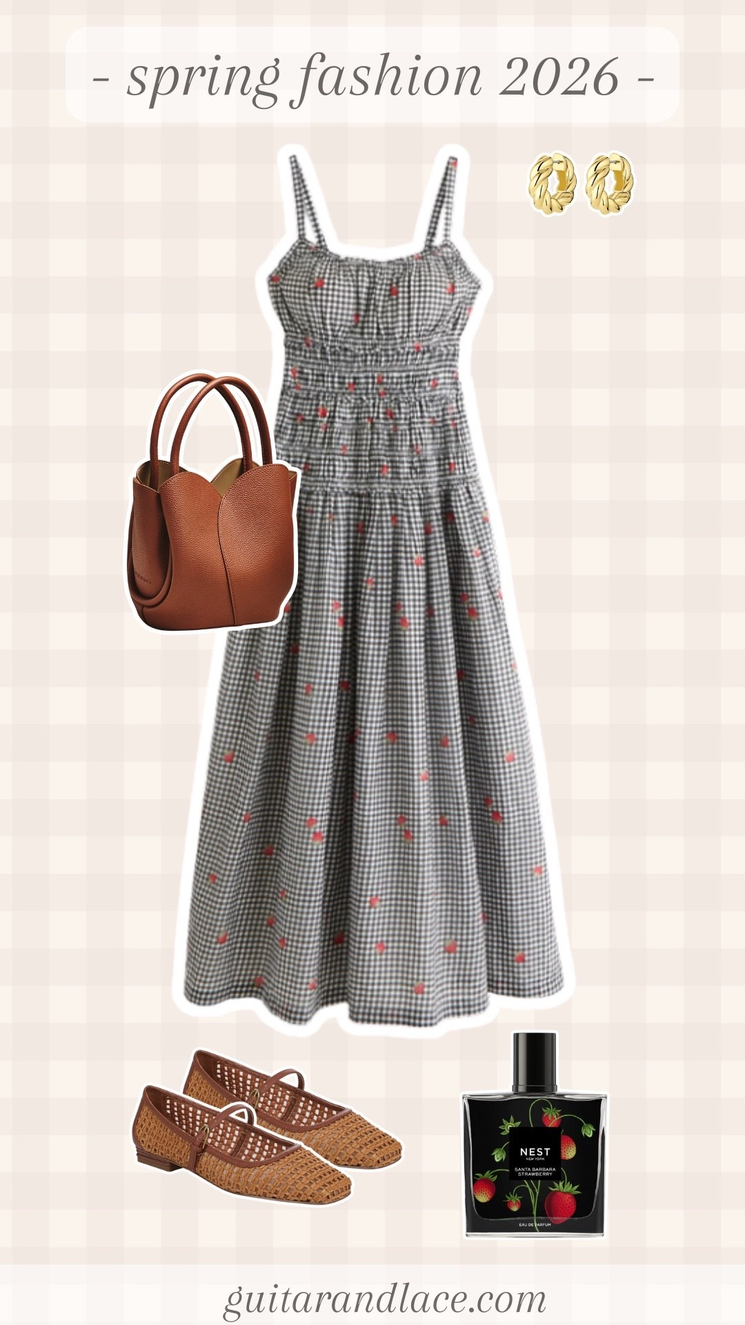 spring outfits. gingham midi dress. strawberry print. spring shoes. woven flats. 

#LTKSaleAlert #LTKootd #LTKSeasonal