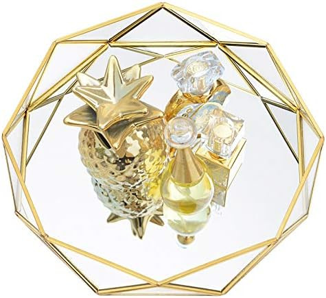 Decorative Metal Mirror Catchall Tray, Glass Vanity Tray, Dresser Tray, Jewelry Display Tray, Vanity | Amazon (US)