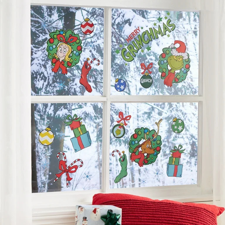Licensed Grinch Christmas Super Window Clings, 15.5 x 27.5 inch, Holiday Time | Walmart (US)
