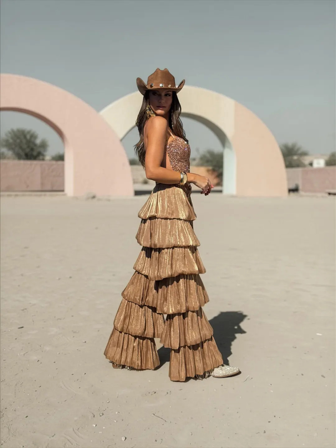 Tiered Ruffle Festival Pants, Western Cowgirl Pants, Boho Festival Pants, Disco Cowboy Gold Pants... | Etsy (US)