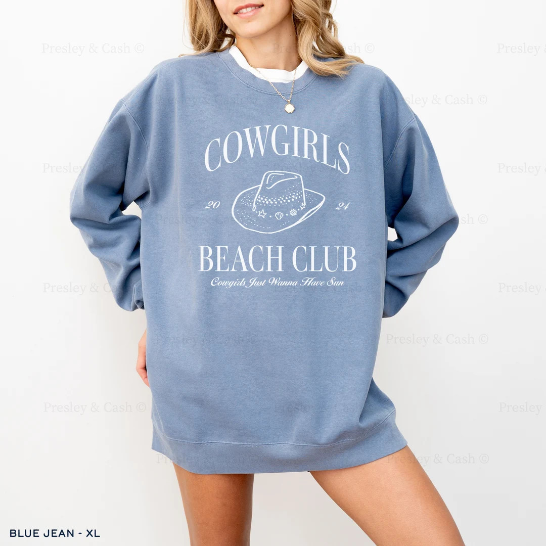 Coastal Cowgirl Bachelorette Sweatshirt Custom Beach Sweatshirts Cowgirls Beach Club Crewneck Las... | Etsy (US)