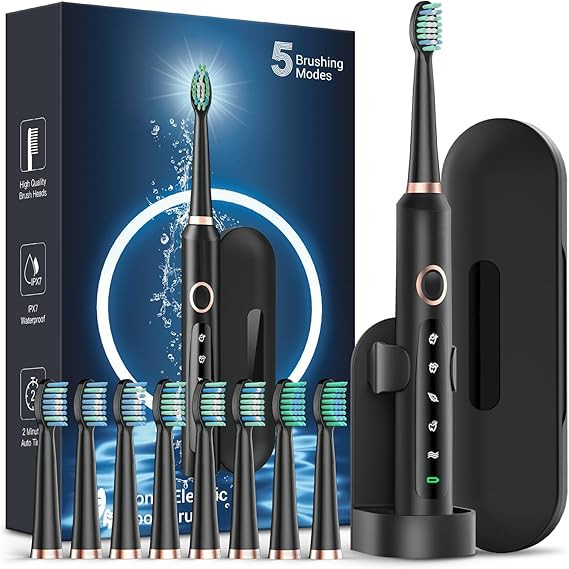 Rtauys M5 Sonic Electric Toothbrush for Adults and Kids - Rechargeable Electric Toothbrush Kids A... | Amazon (US)