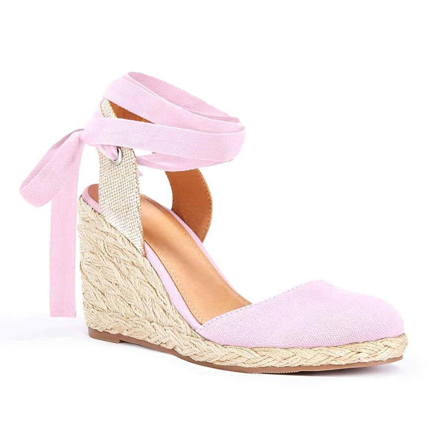 Juliet Holy Womens Lace up Espadrilles Closed Toe Wedges Sandals Strappy Slingback Platform Heels | Amazon (US)